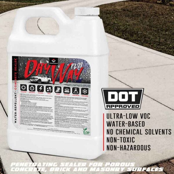 DryWay PLUS | DOT APPROVED | Water-Repellent Concrete, Brick, & Masonry Sealer