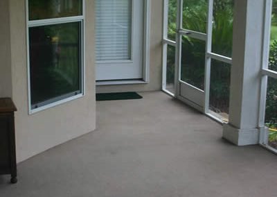 Before LastiSeal Concrete Stain and Sealer is applied to a covered concrete patio.