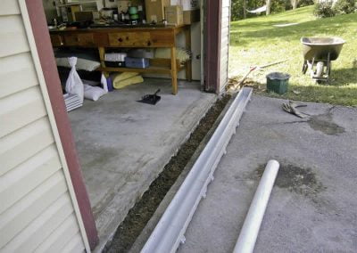 Before color staining a garage floor.