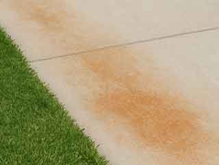 Red Clay Stain on Concrete Driveway